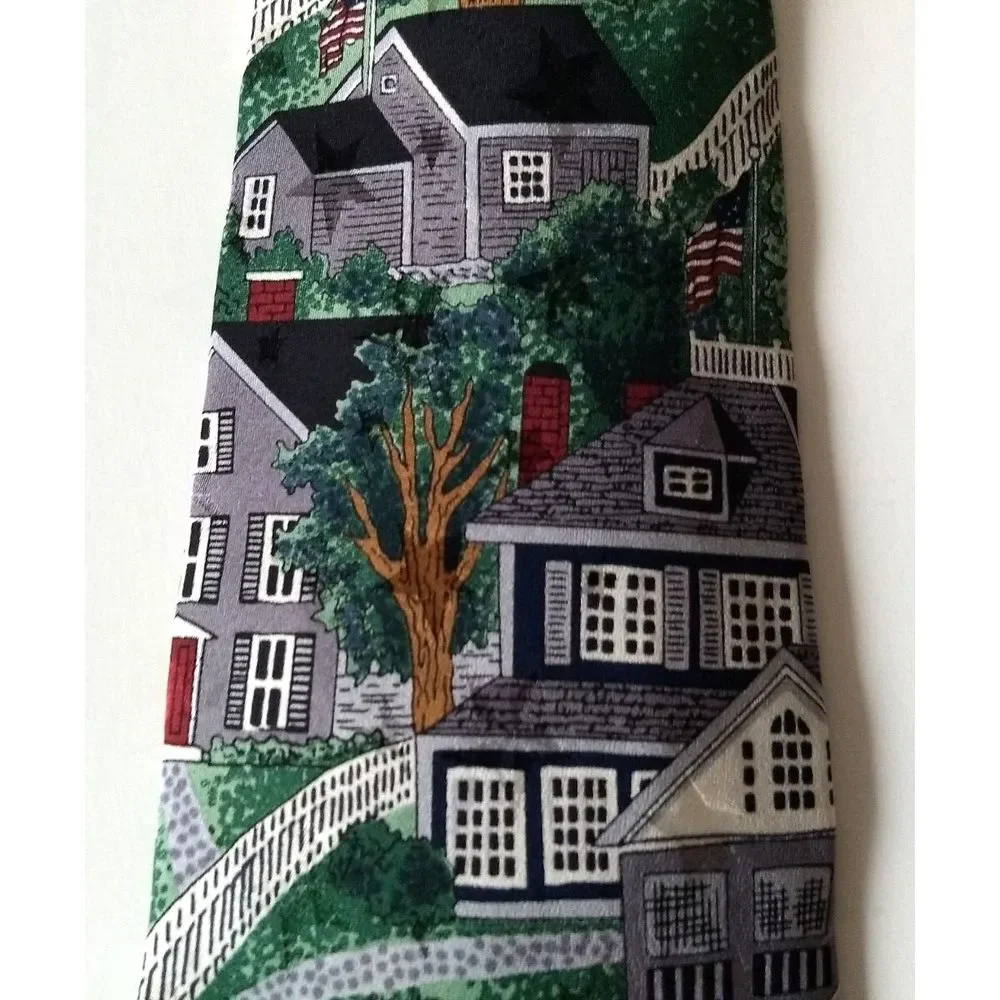 TANGO MAX RAAB Mens Neck Tie 100% Silk Americana Series New England Village Boat